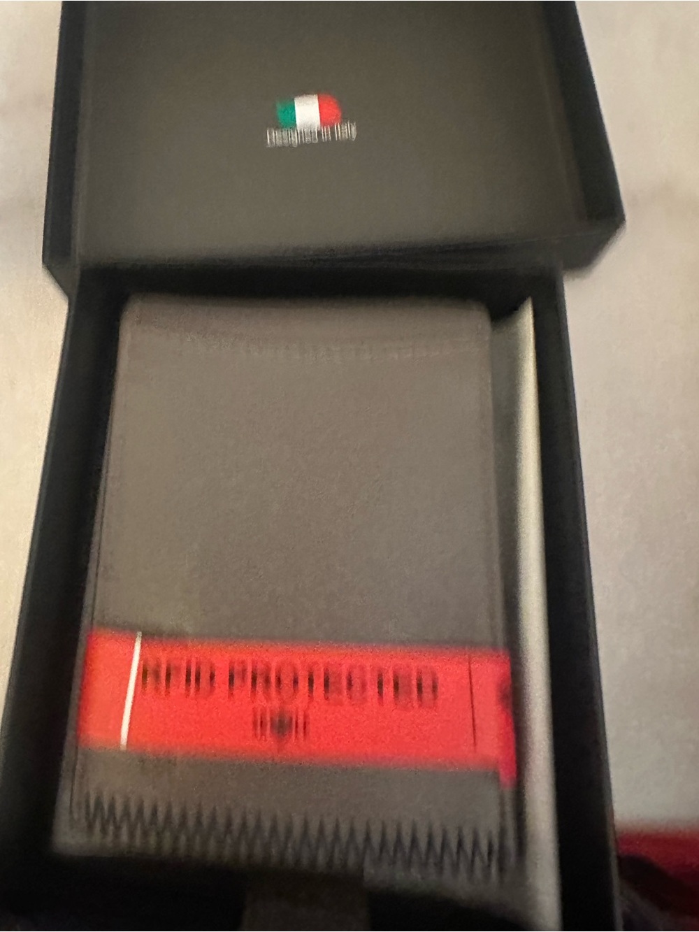 Elle Black Bi-Fold Key & Card Holder with Red Accent